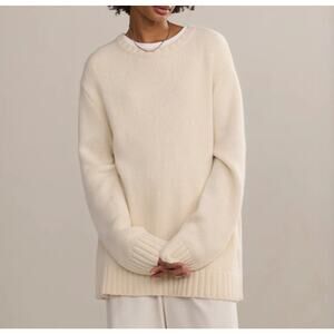 Jenni Kayne Amelia Crewneck Sweater 1X 100% Cashmere Ivory Beige Quiet Luxury